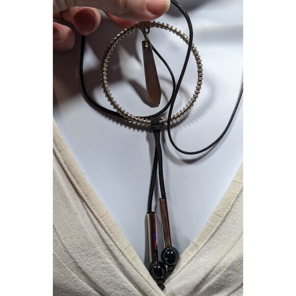 Brutalist Abstract Dangling Hoop Tassel Necklace - Picture 2 of 7